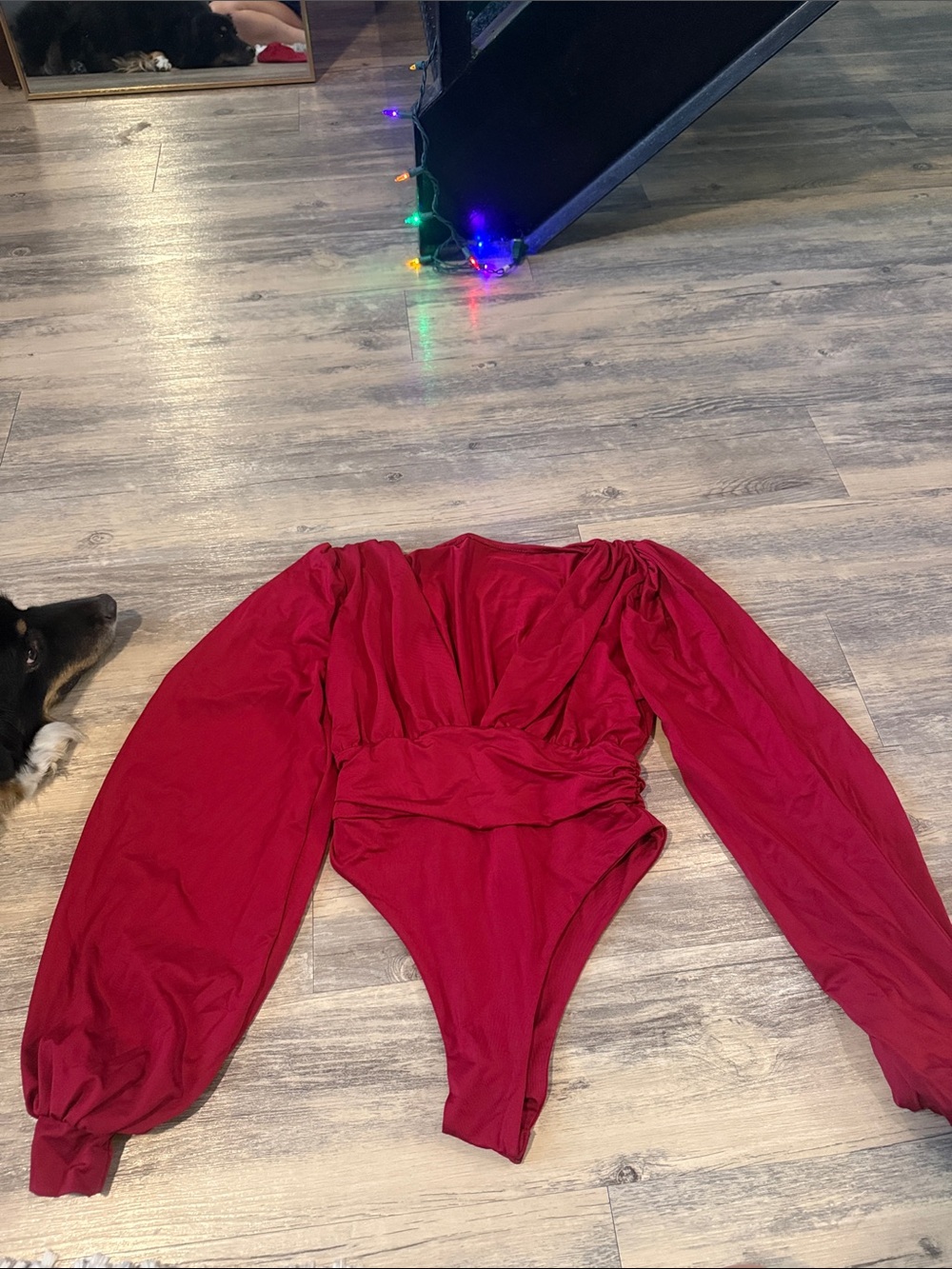 Red Puff-Sleeve Kids One-Piece Bodysuit